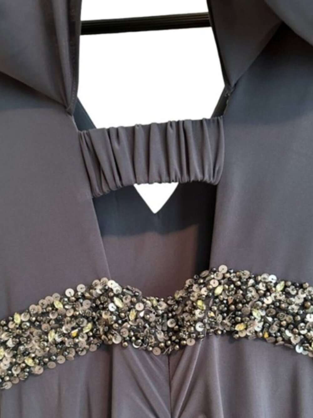 RICKIE FREEMAN FOR TERI JON Beaded Mother of the Bride Gown Pewter Size 6 NWT - Picture 9 of 16